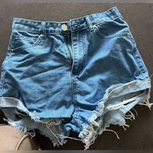 Blue denim jean shorts high waisted